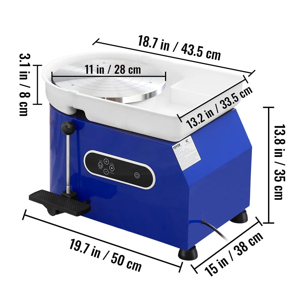 11" Ceramic Wheel Forming Machine with Adjustable Speed Handle and Foot Pedal Control T645