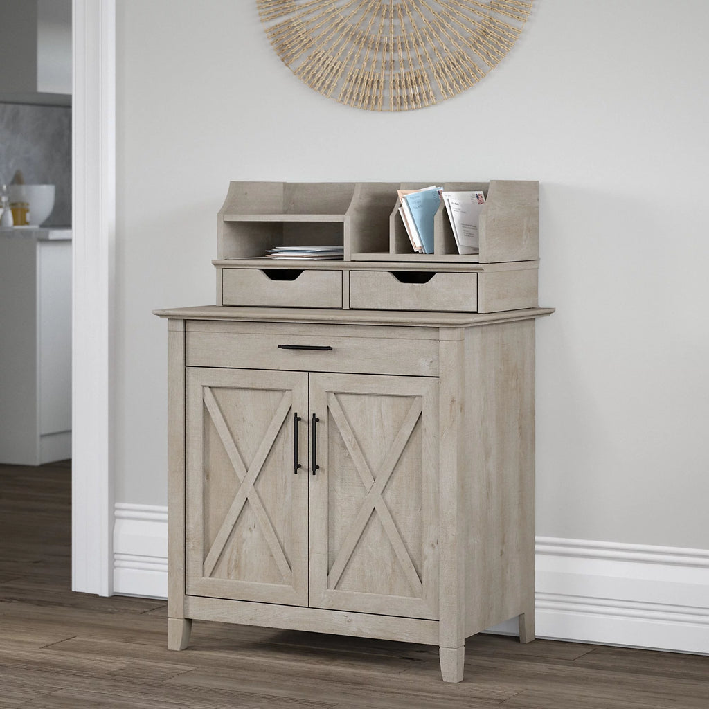 Washed Gray Secretary Desk with Storage D970496