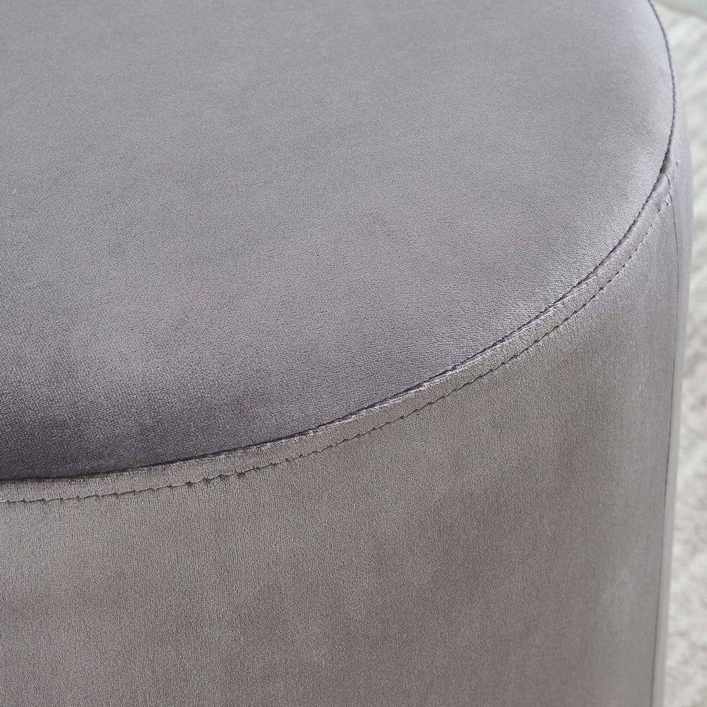 Gray and Gold Round Ottoman V242