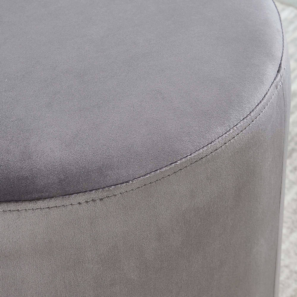 Gray and Gold Round Ottoman V242
