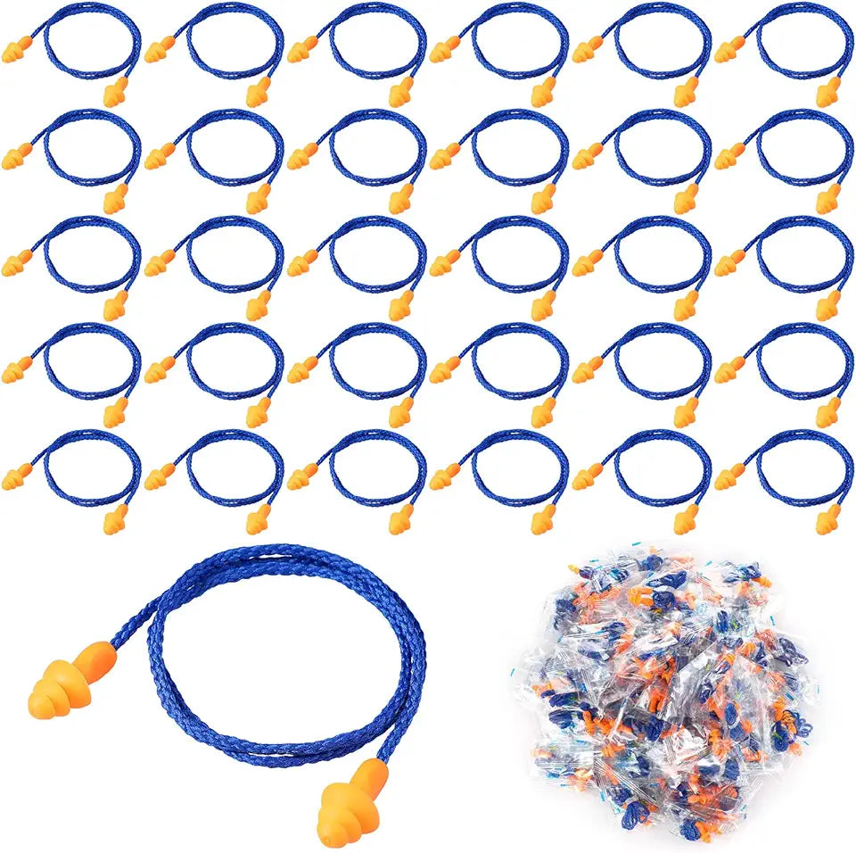 400 Pairs Corded Reusable Silicone Ear Plugs D3066