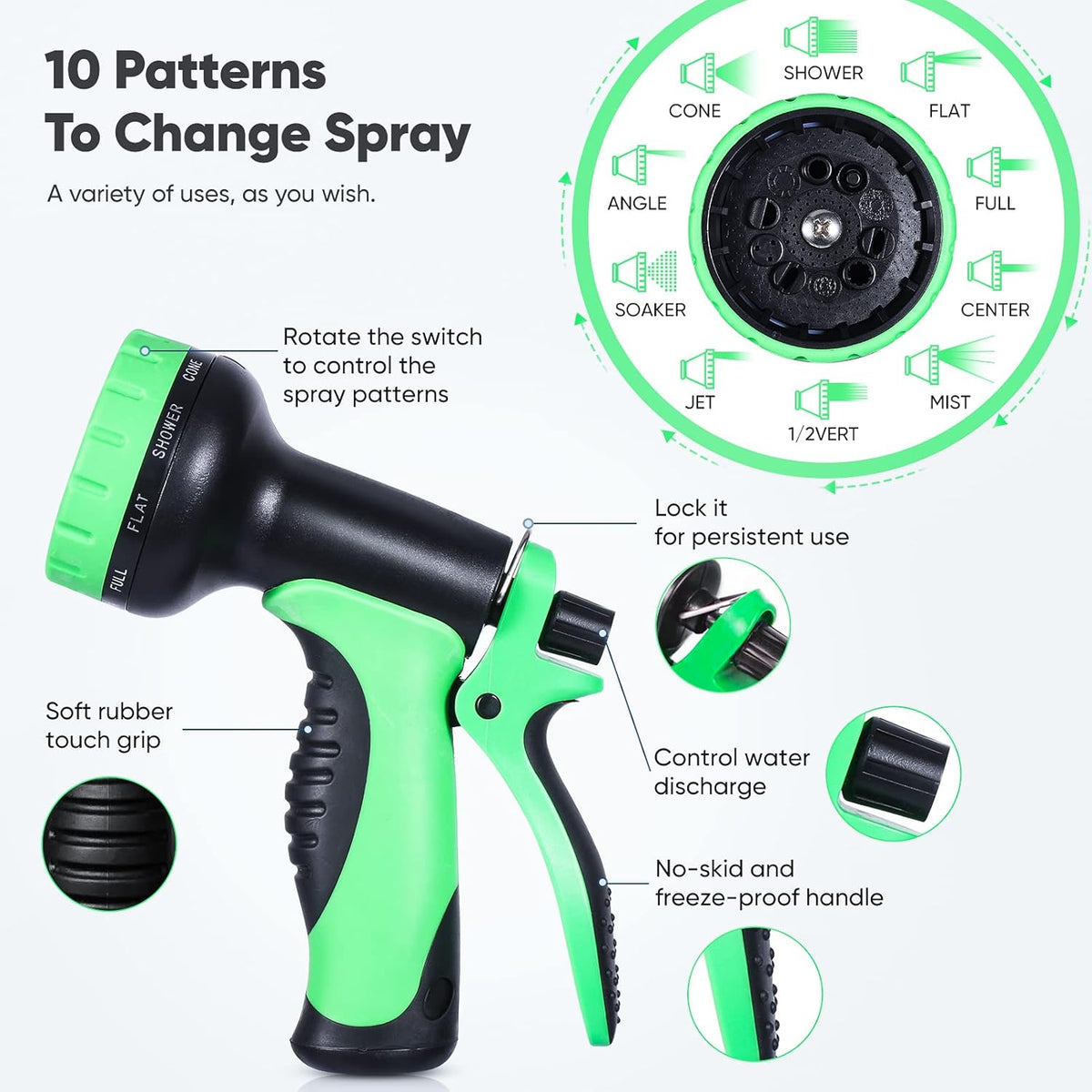 Expandable Garden Hose 100ft Heavy Duty Flexible Water Hose with 10 Function Sprayer Nozzle, 3/4 inch Solid Brass Fittings R16197