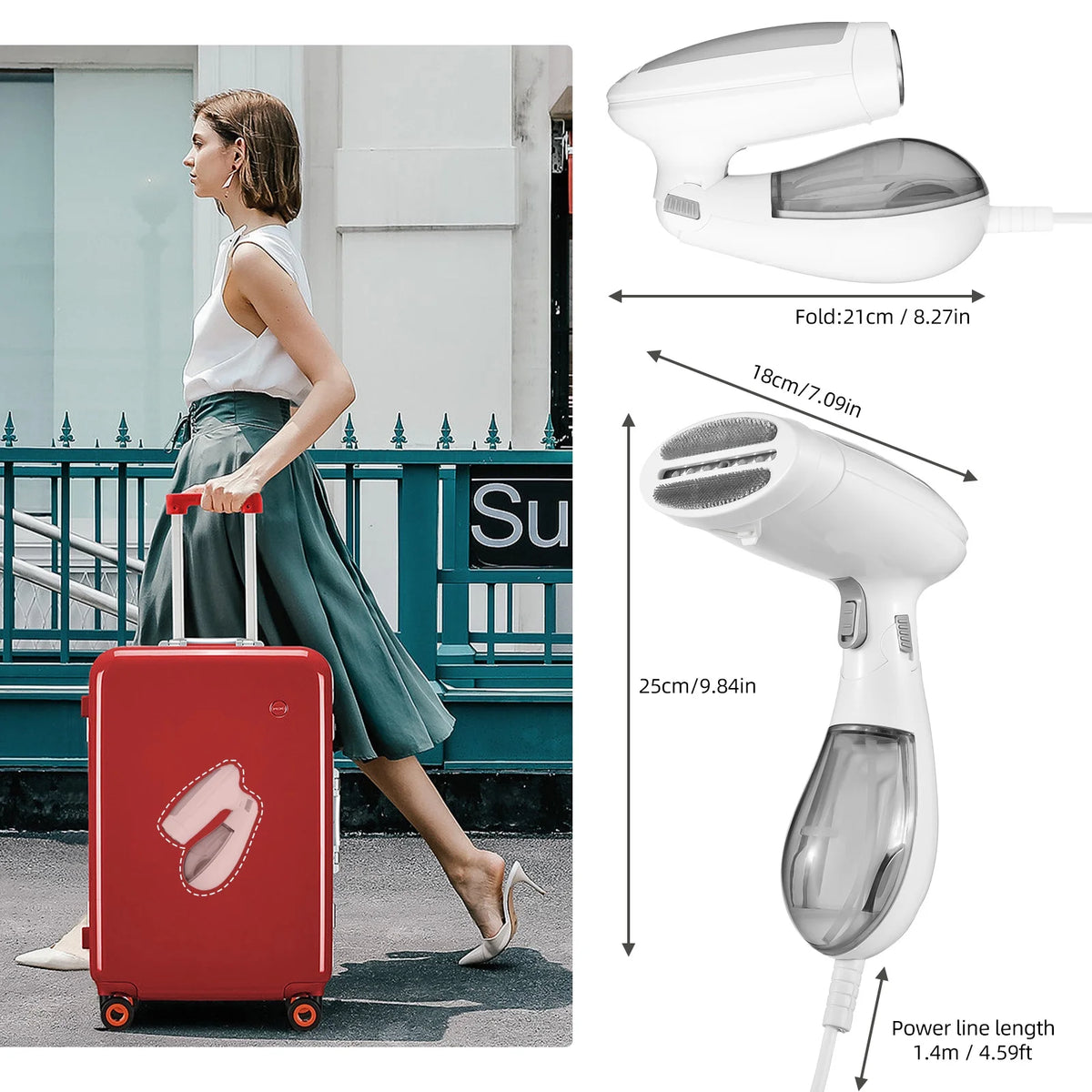 1300W Foldable Handheld Travel Steamer with 120ml Detachable Water U198341