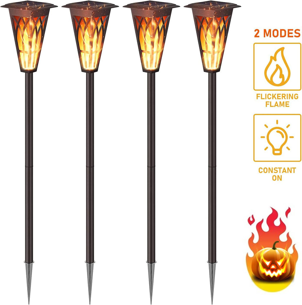 Solar Torch Lights 4 Pack, Solar Lights Outdoor Waterproof IP65 with 20 LED 2 Modes Auto On/Off Dancing Flickering Flames, Landscape Decoration Lighting for Garden Pathway Driveway Yard Deck Pool Path R6882