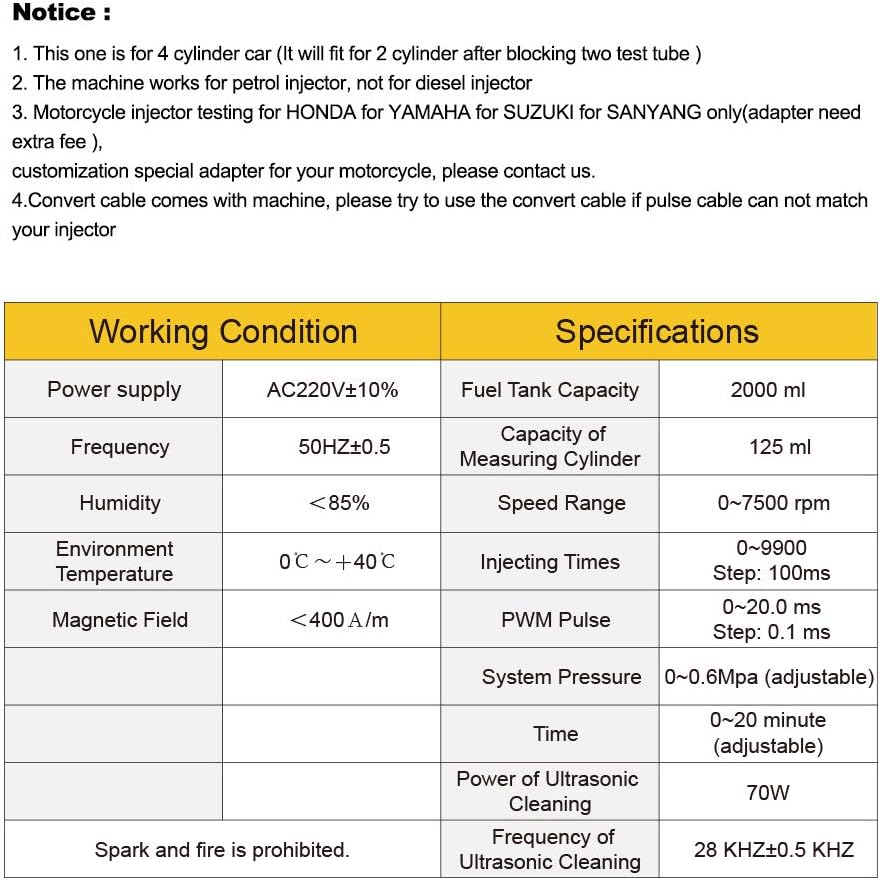 Car Motorcycle Petrol Fuel Injector Cleaner Ultrasonic Cleaner and Injection Tester D36308