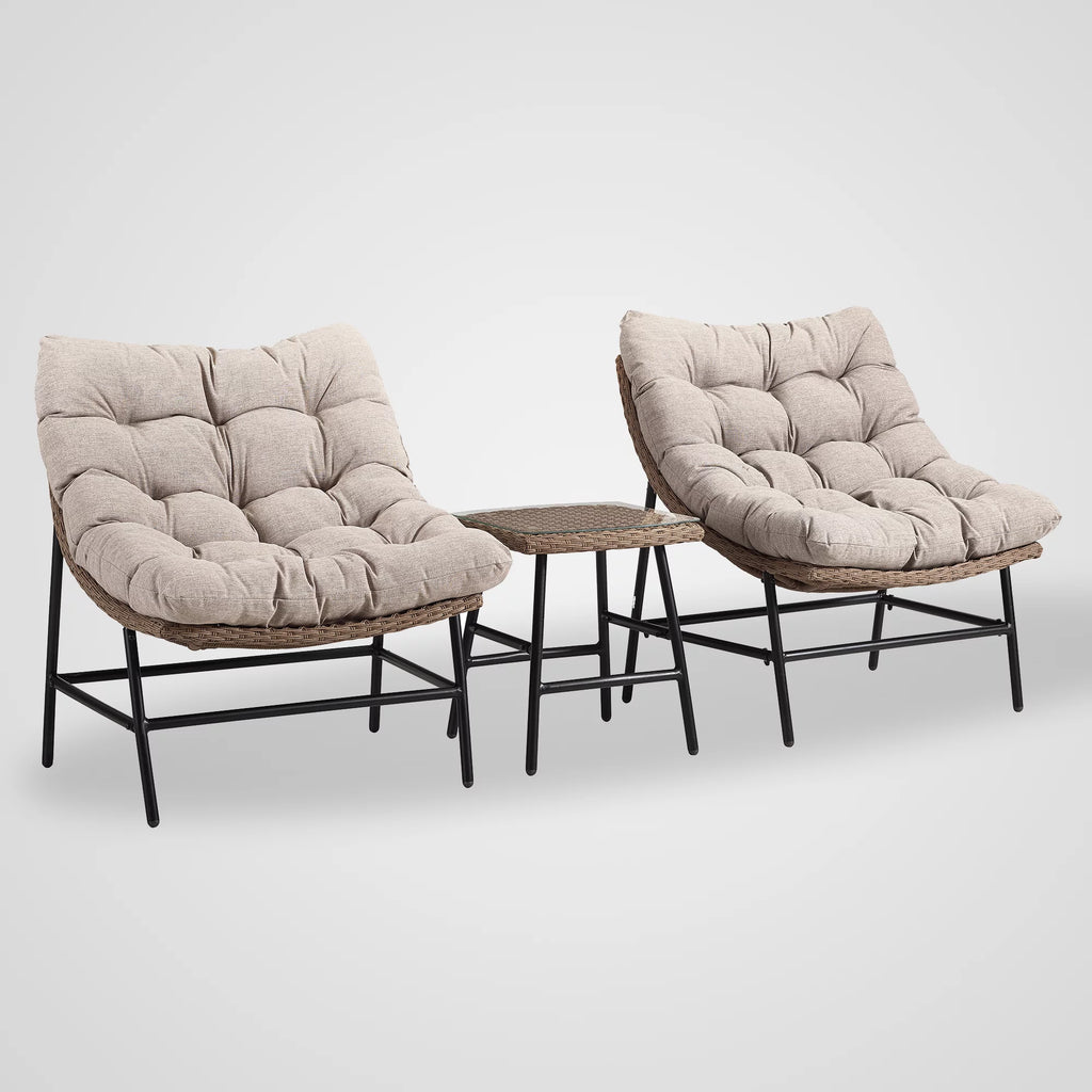 Outdoor Patio Papasan Chair Set with End Table C476017