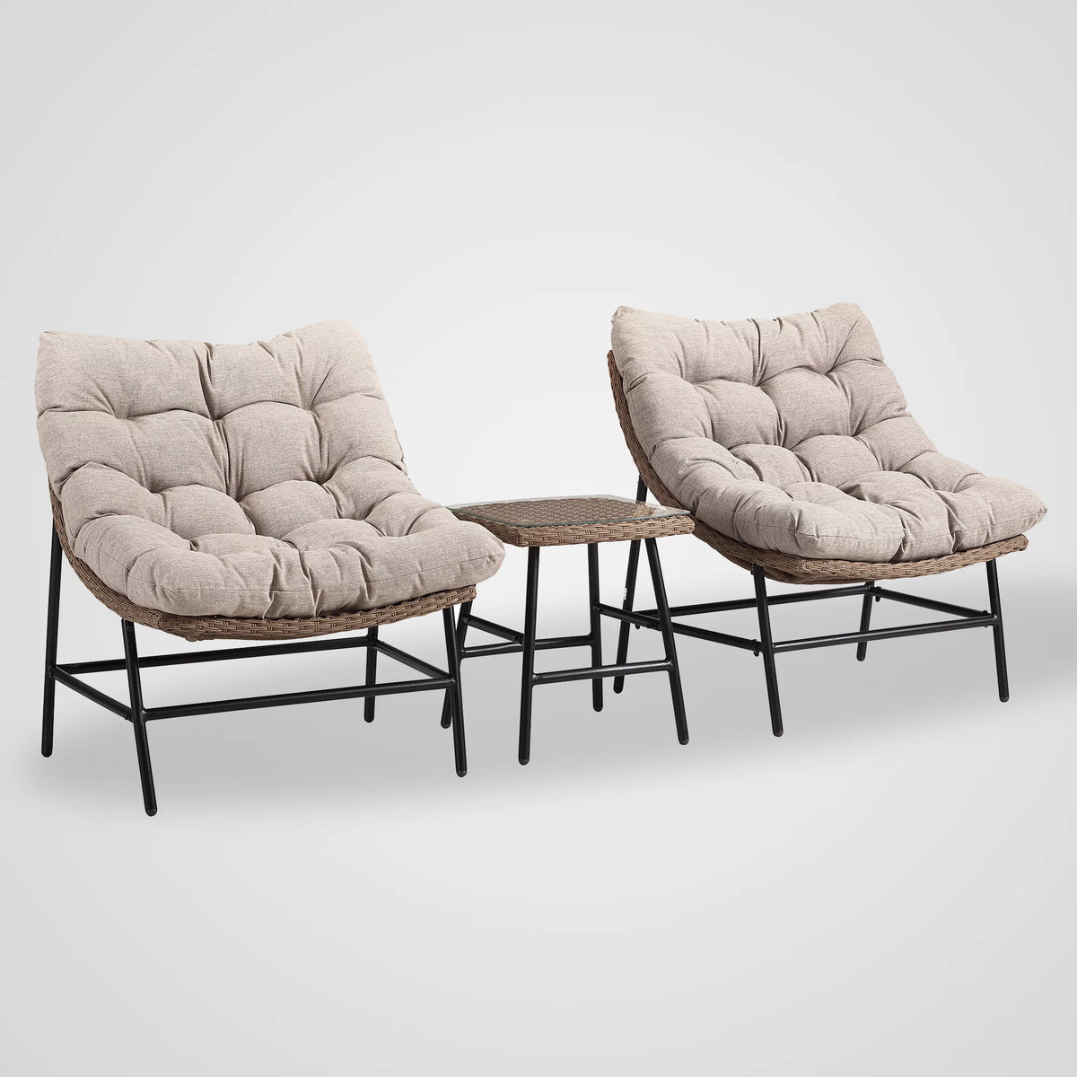 Outdoor Patio Papasan Chair Set with End Table C476017
