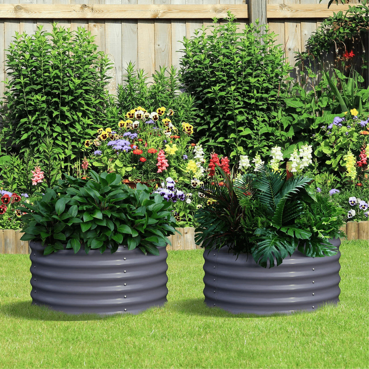 24 Round 17 Tall Metal Raised Garden Beds, Set of 2 Q43318