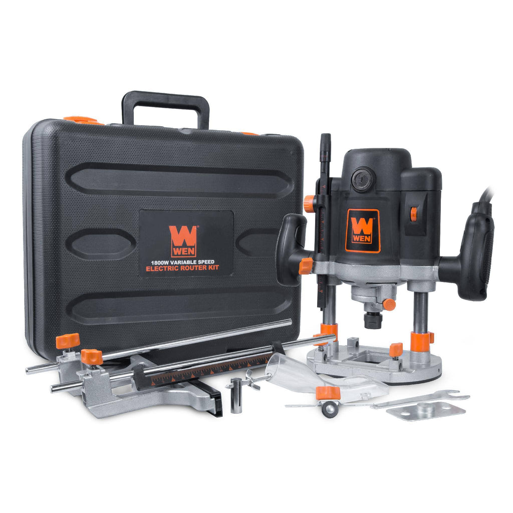 Variable Speed Plunge Woodworking Router Kit with Carrying Case & Edge Guide J984