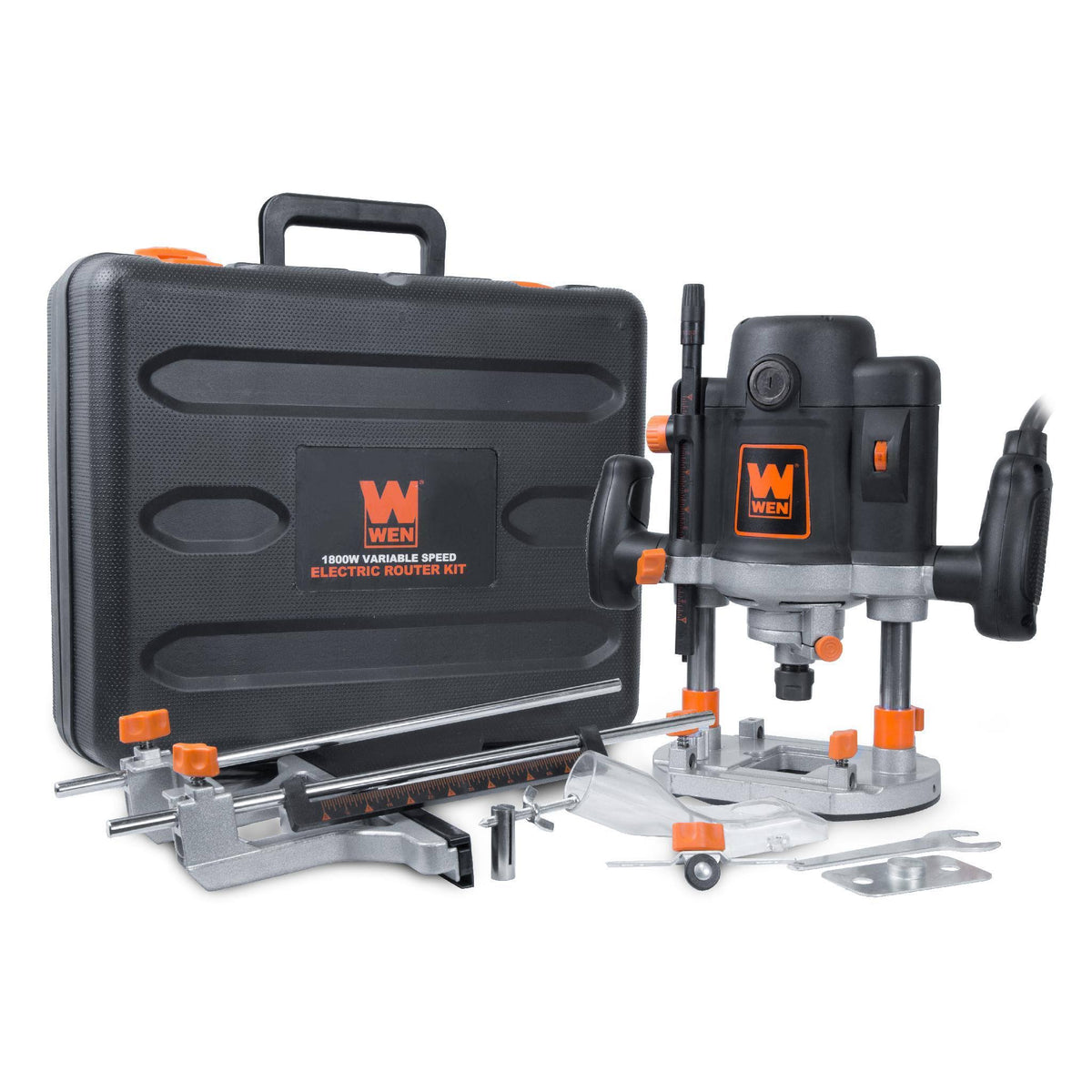 Variable Speed Plunge Woodworking Router Kit with Carrying Case & Edge Guide J984