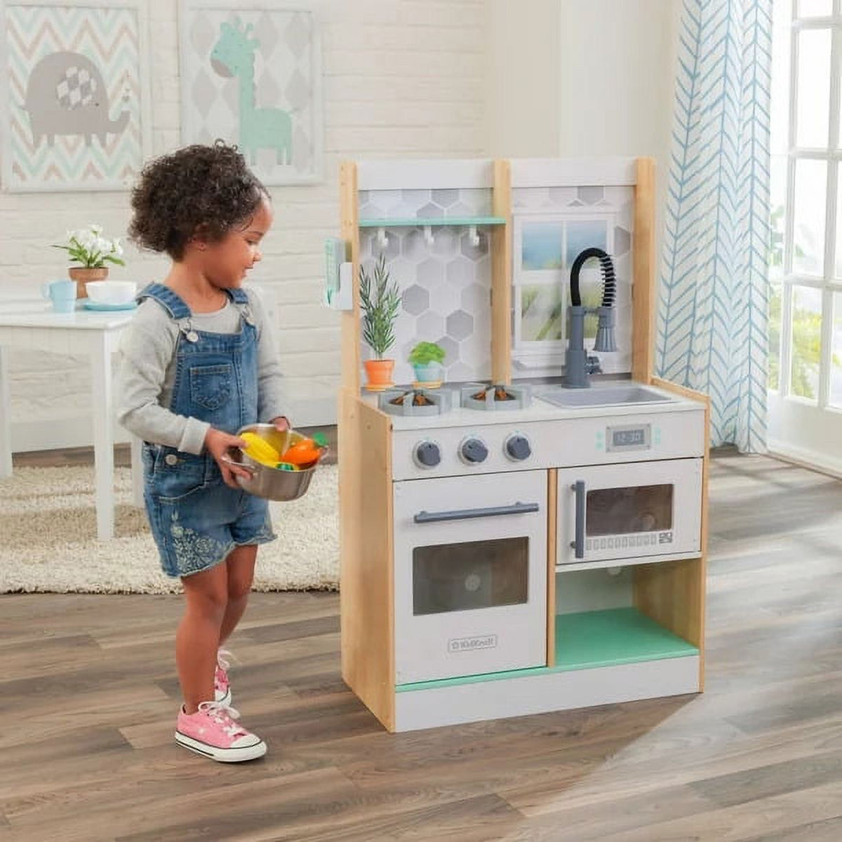 Natural Wooden Play Kitchen with 1 Piece Accessory Play Set X4458