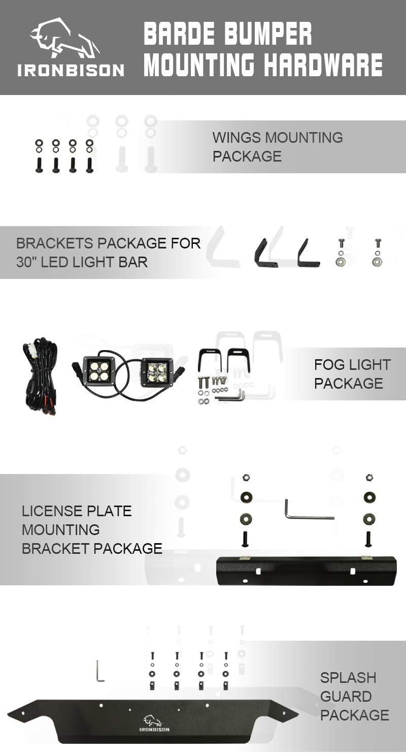 Black Textured Front Bumper Bull Bar with 2 LED Fog Light P18244