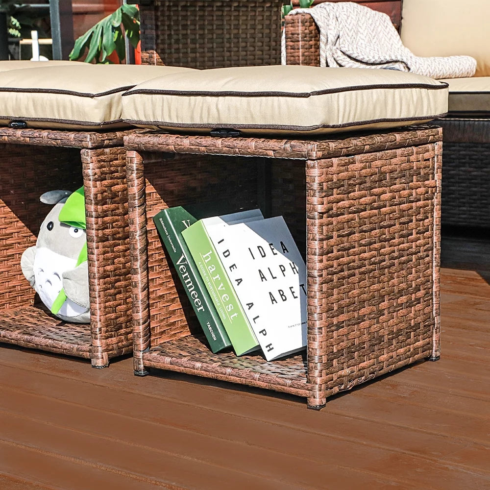 7 Pieces PE Rattan Wicker Patio Sofa Set I839