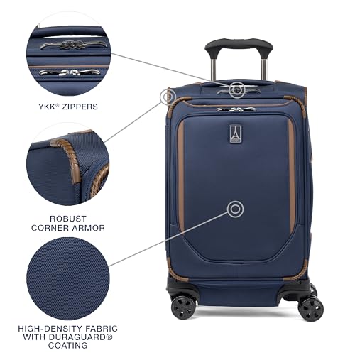 Lightweight Softside Expandable Carry on Luggage, 8 Wheel Spinner Suitcase, Compact Carry On 20-Inch, Patriot Blue L839