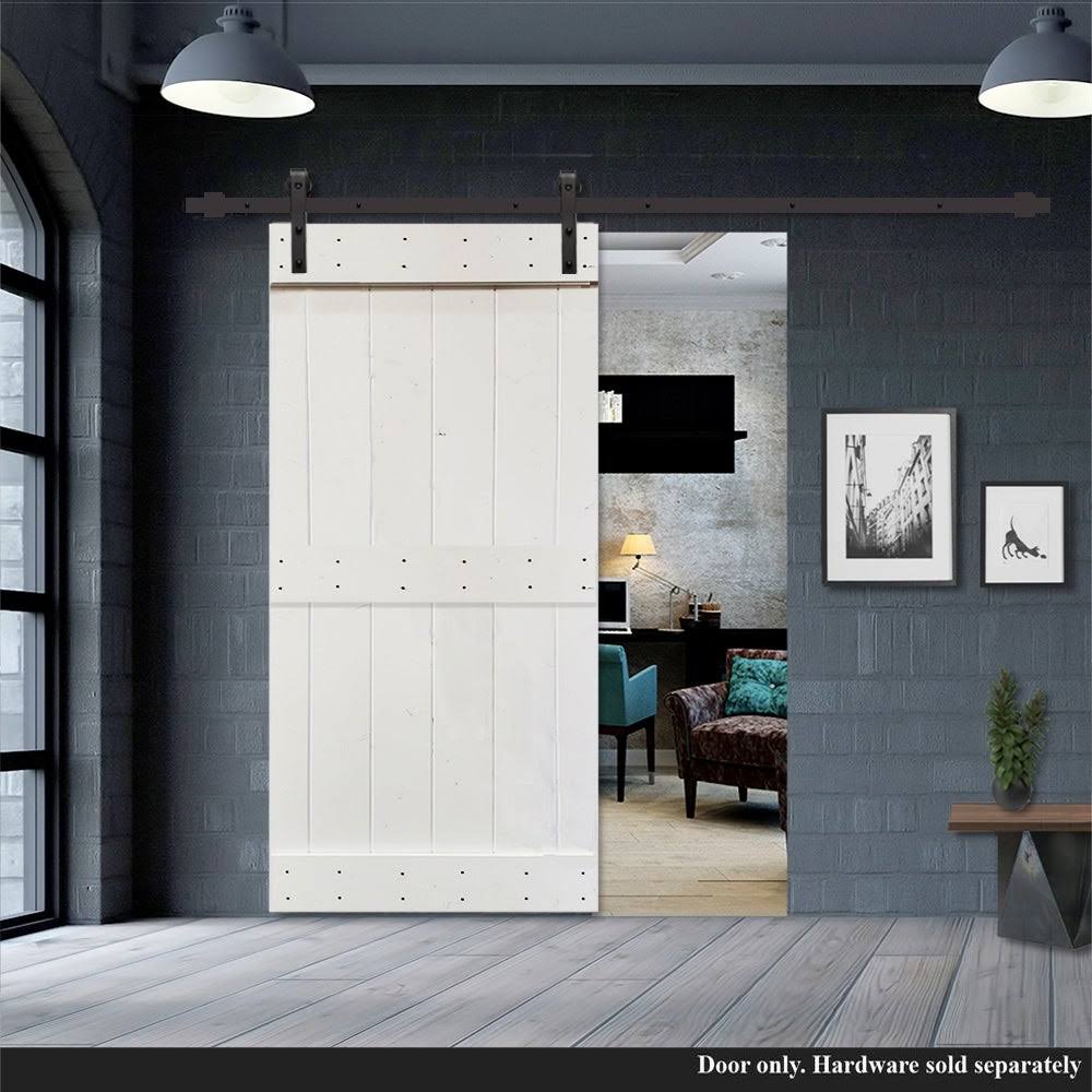 White Stained 2 Panel Solid Knotty Pine Wood Barn Door B2509