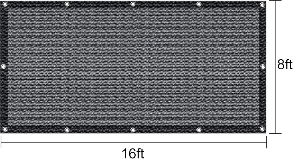 70% Heavy-Duty Mesh Tarp 8ftx16ft Black Shade Cloth Pack of 2 K789785