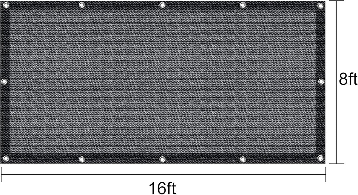 70% Heavy-Duty Mesh Tarp 8ftx16ft Black Shade Cloth Pack of 2 K789785