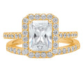 18K Yellow Gold Halo Engagement Ring Set U835