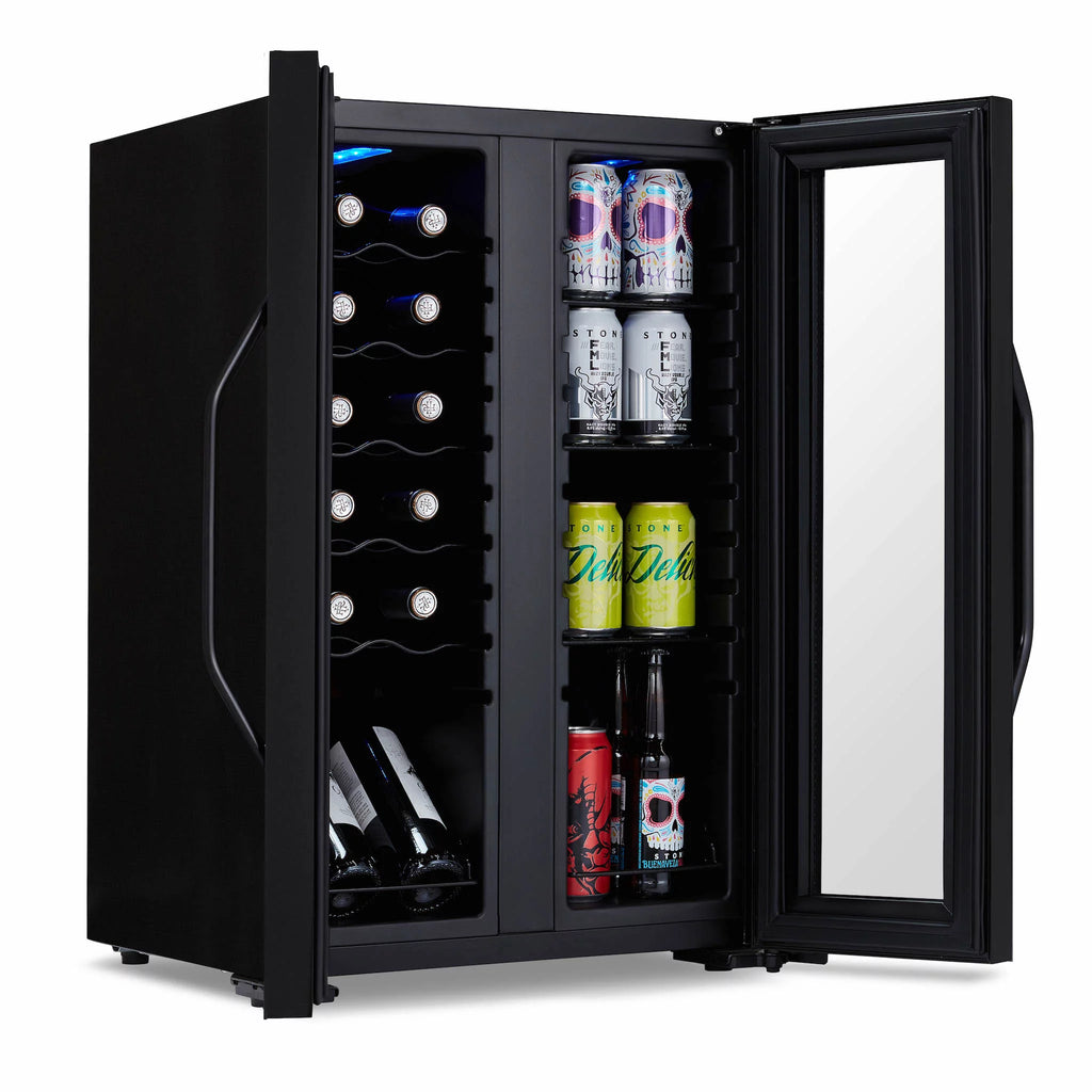 12 Bottle & 39 Can Dual Temperature Zones Wine Cooler Refrigerator U638