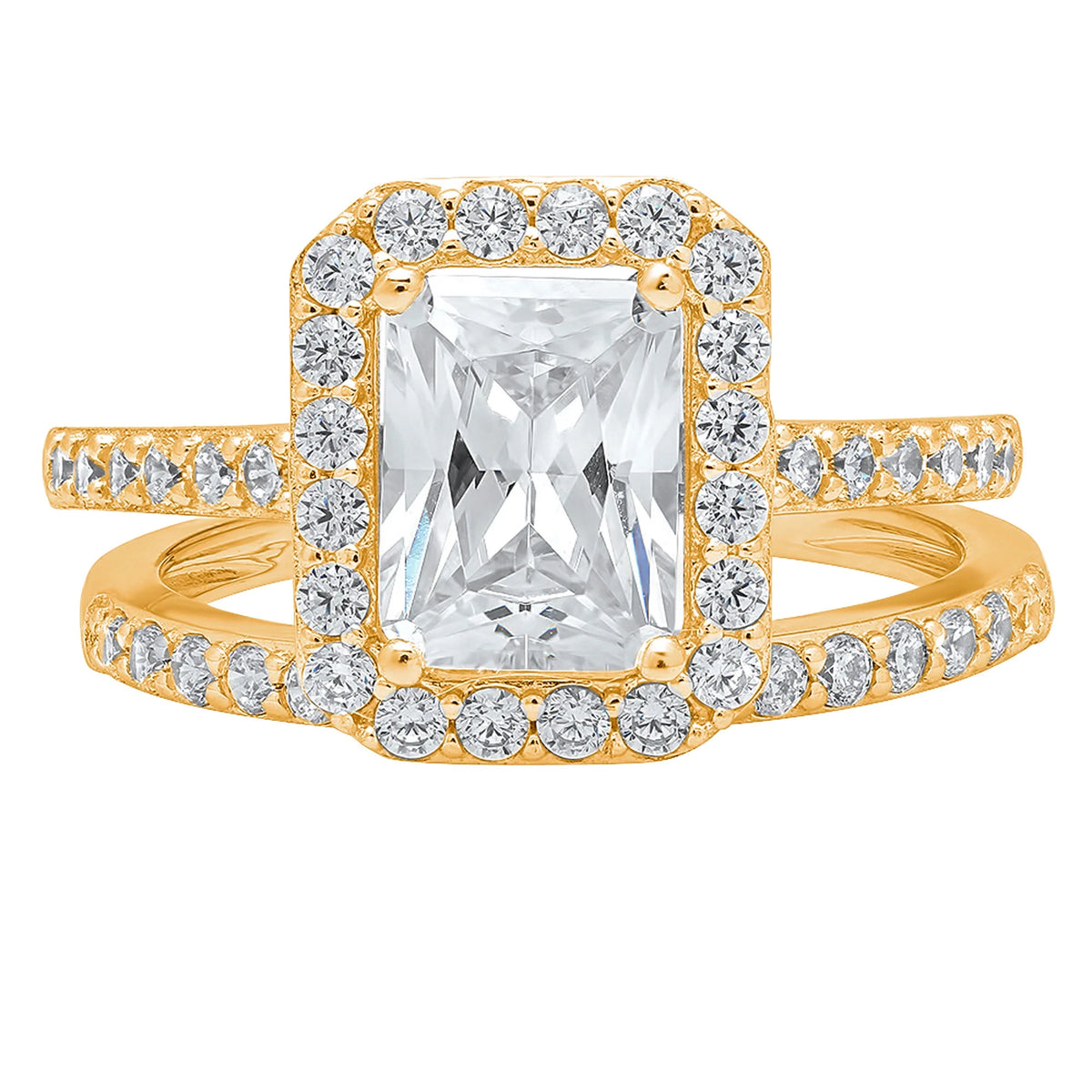 18K Yellow Gold Halo Engagement Ring Set U835