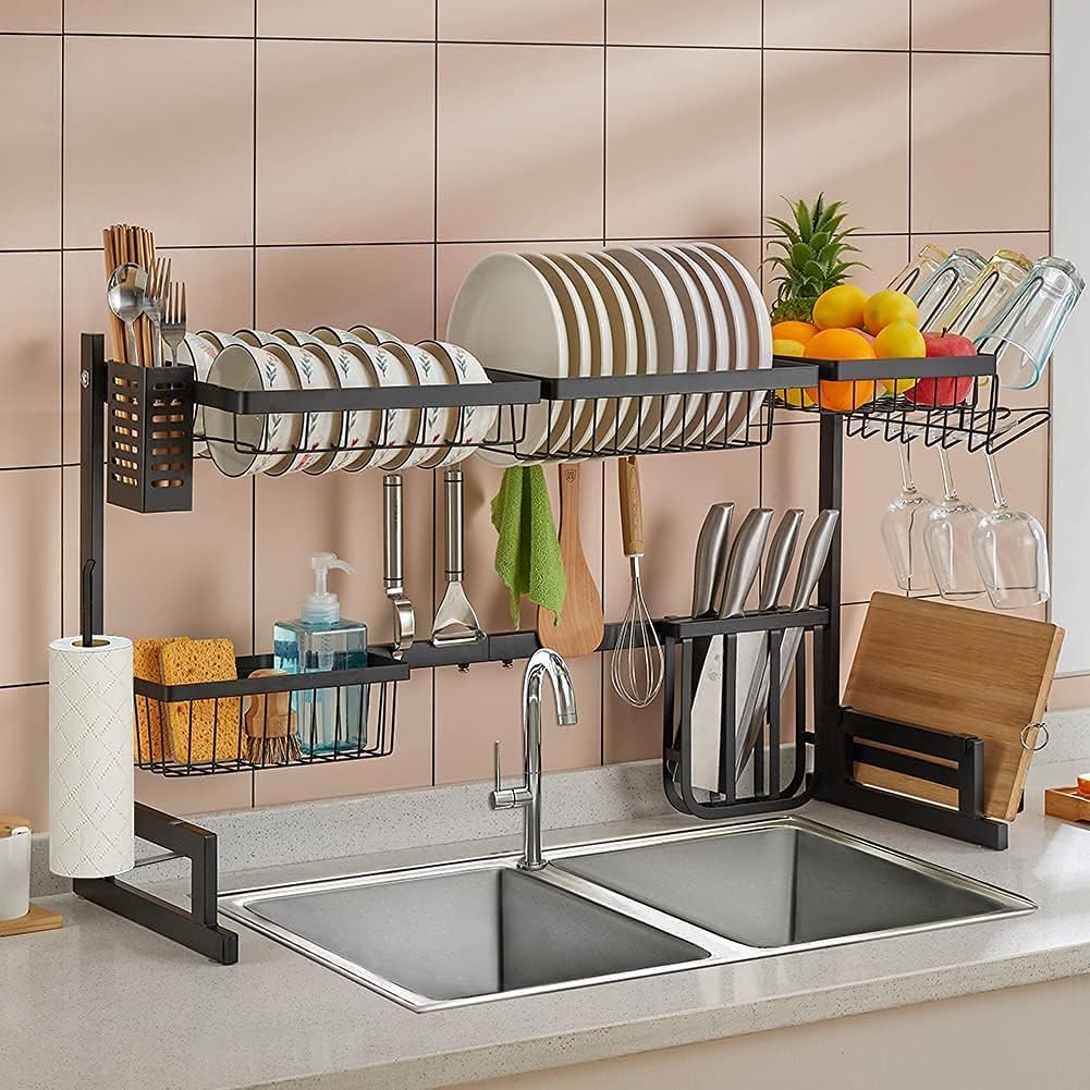 2 Tier Stainless Steel Expandable Dish Drying Rack C25077