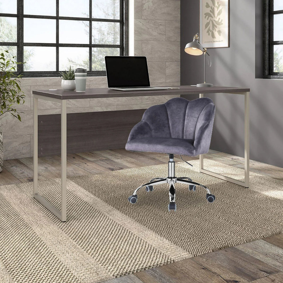 Gray Velvet Adjustable Lift Task Chair O968018