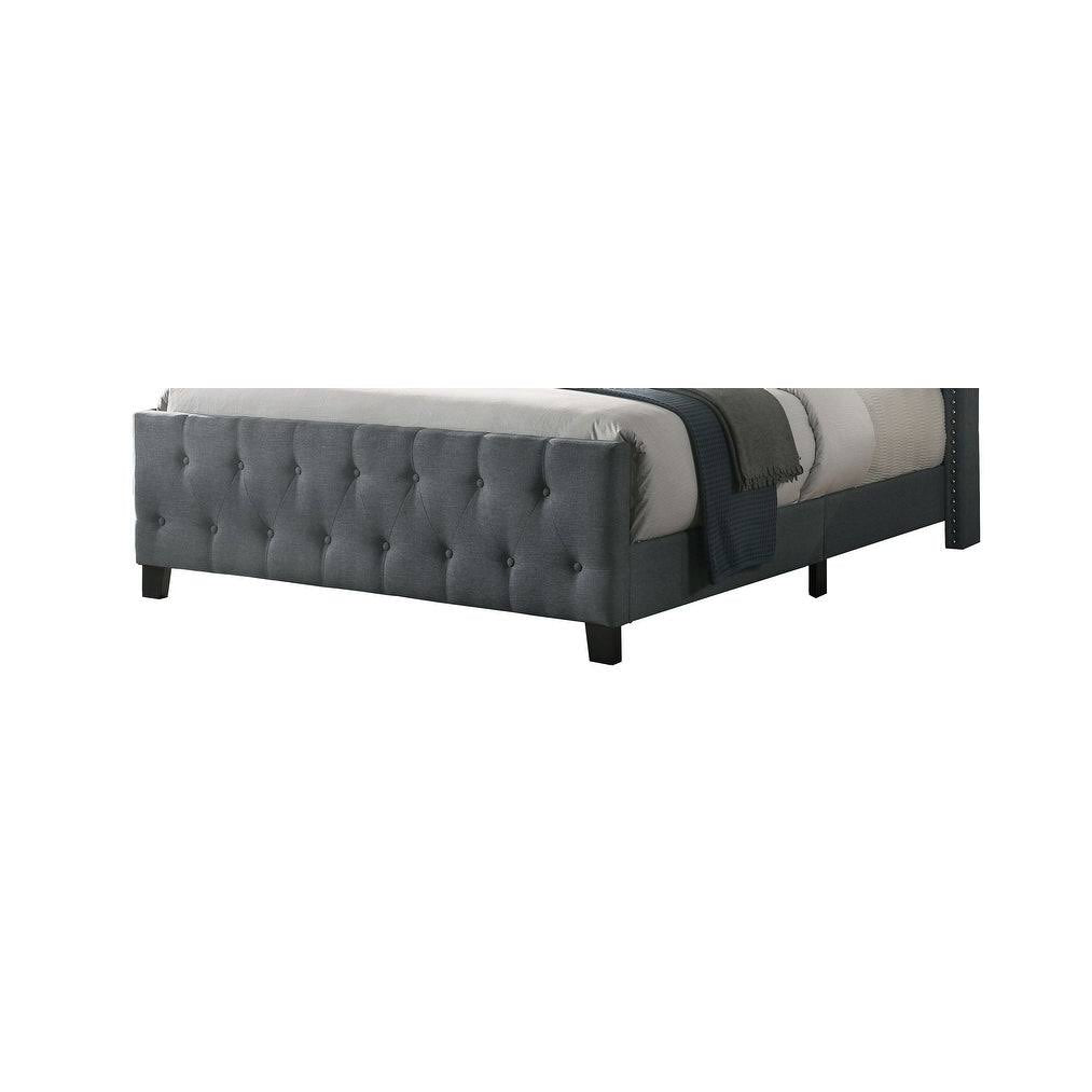 Beige Linen Tufted Panel Bed Queen X755748