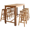7 Pieces Solid Acacia Wood Bar Table and Stool Set N686989