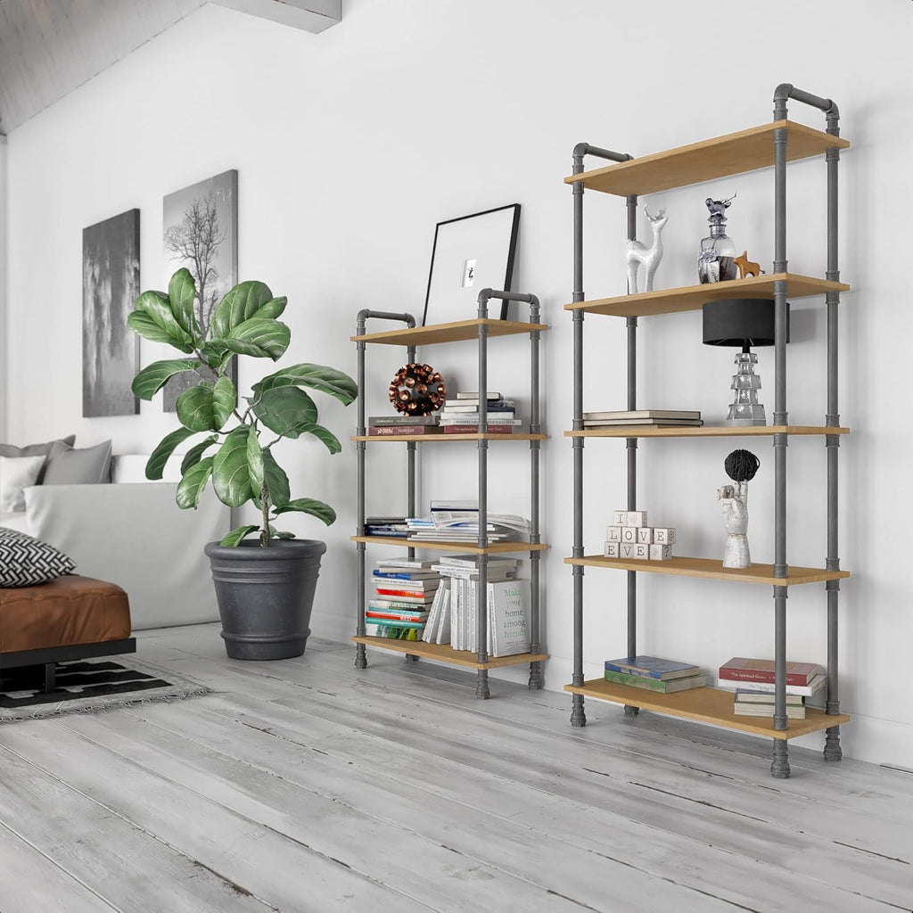 5-Tier Pine and Metal Etagere Bookcase F9769