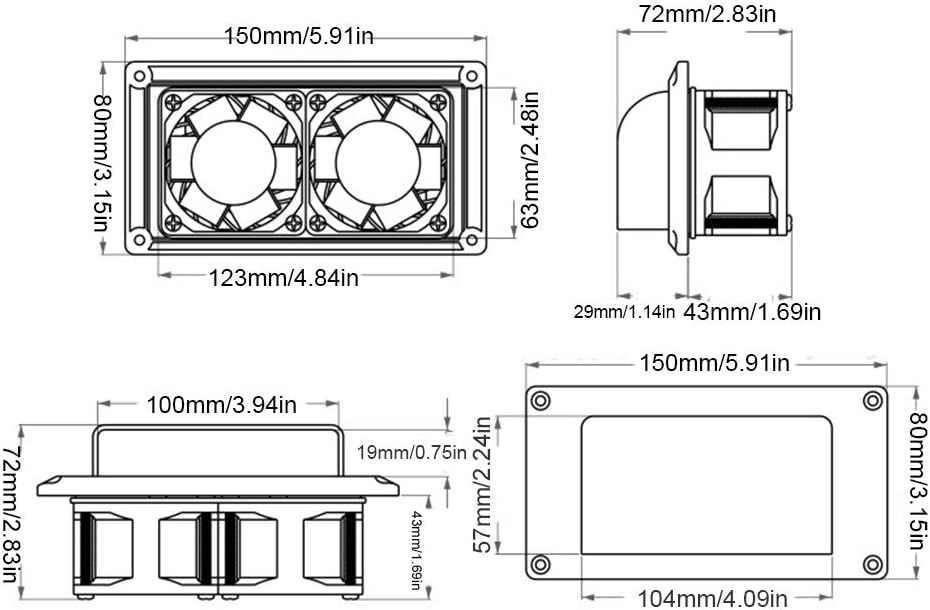 12V 25W RV Side Air Vent Exhaust Fan with Mounting Screws N677
