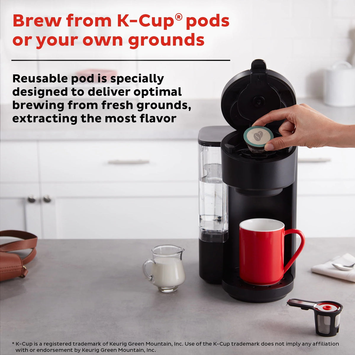 2-in-1 Single Serve Coffee Maker, Black A486667