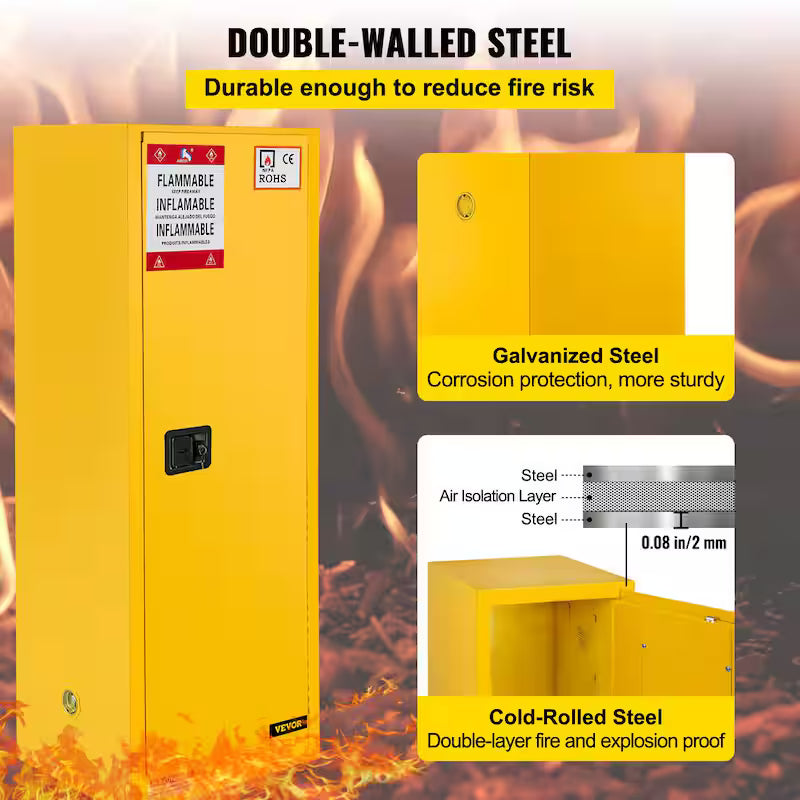 Yellow Galvanized Steel Safety Cabinet G222655