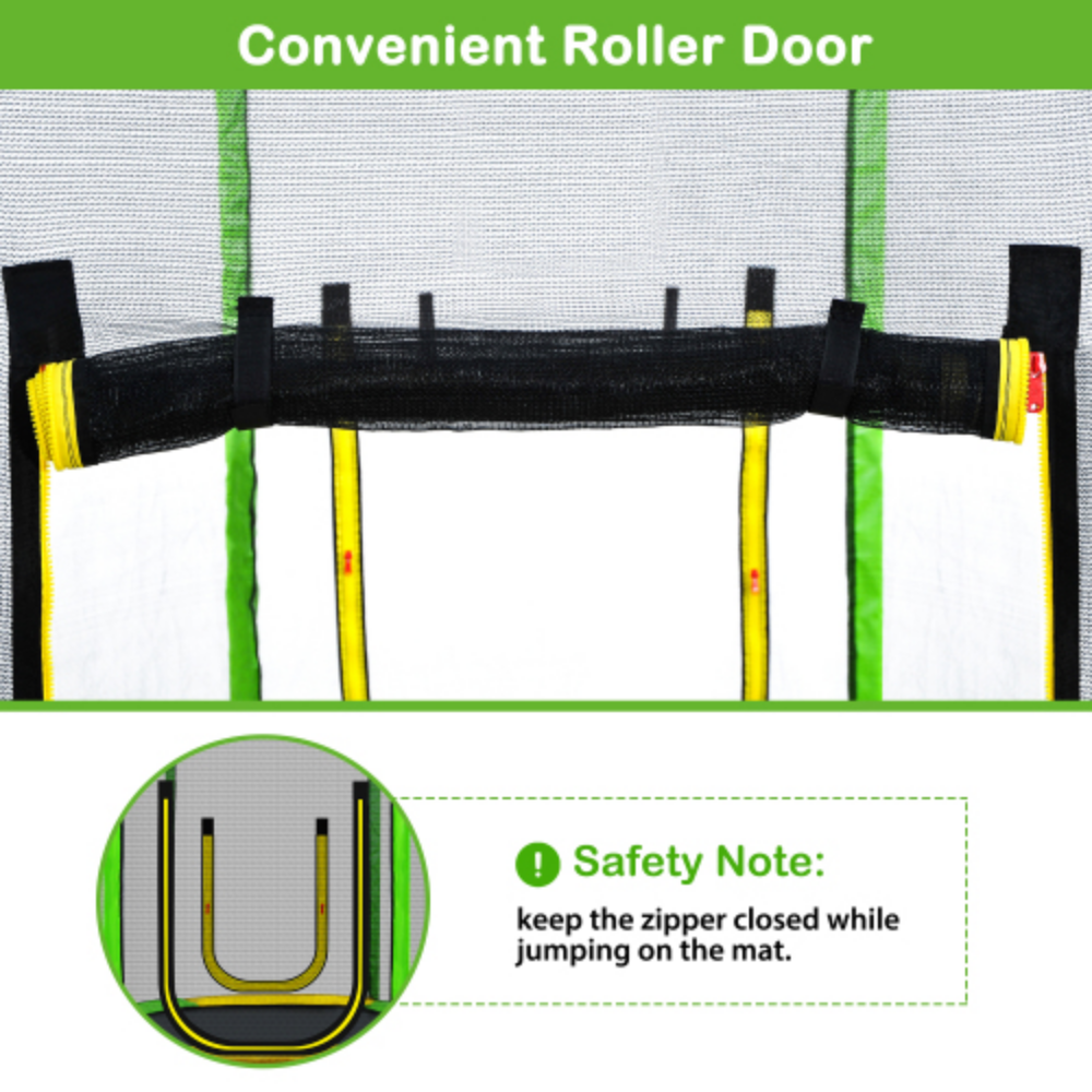 7FT Round Trampoline with Safety Enclosure Net, Slide and Ladder B6062