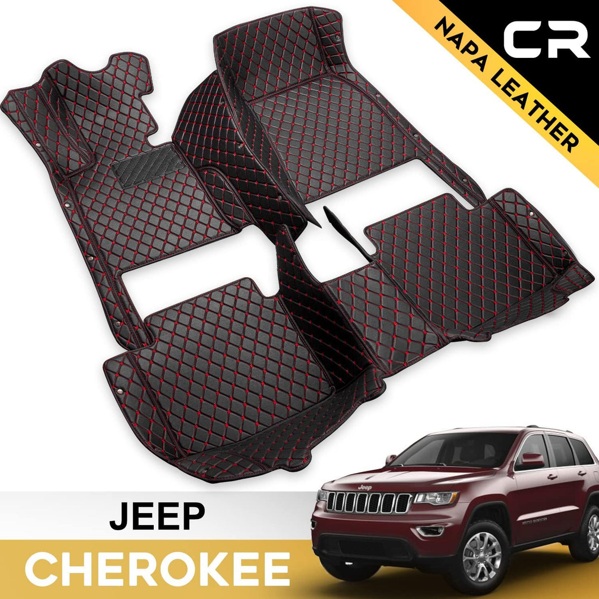 Leather Car Floor Mats Custom Fit 1st & 2nd Row Black Q29213