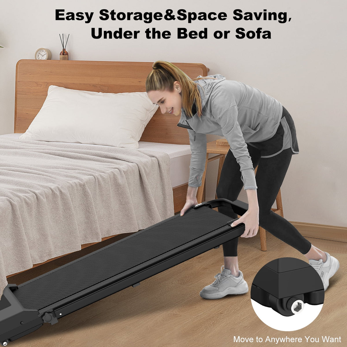 2 in 1 Under Desk Folding Treadmill, 6.25 MPH, 265 Lb Capacity D327353