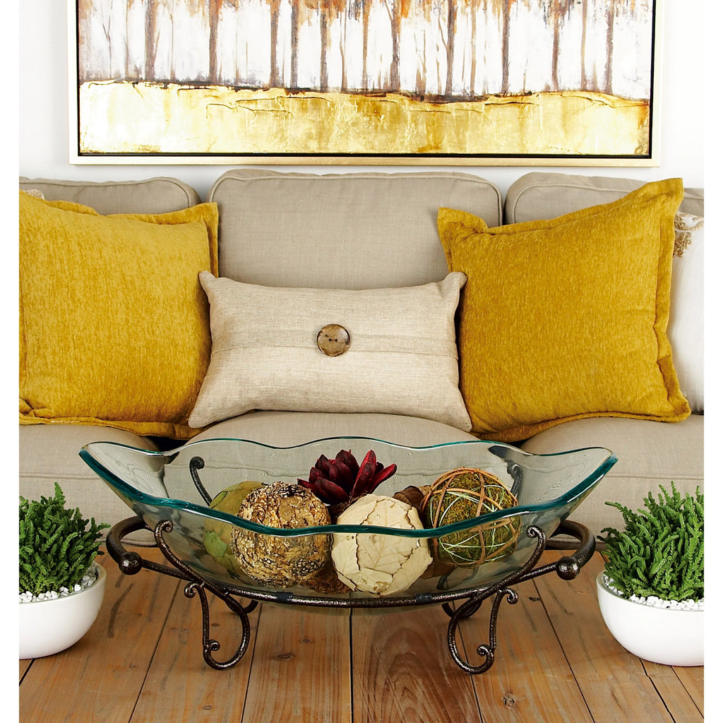 Clear Tempered Glass Serving Bowl with Metal Base C127427