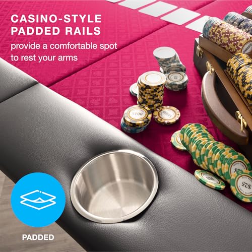 10-Person Foldable Poker Table with Speed Cloth and Stainless Steel Cupholders N933229
