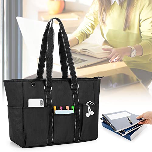 Black Nurse Tote Bag with Padded Laptop Sleeve X8224