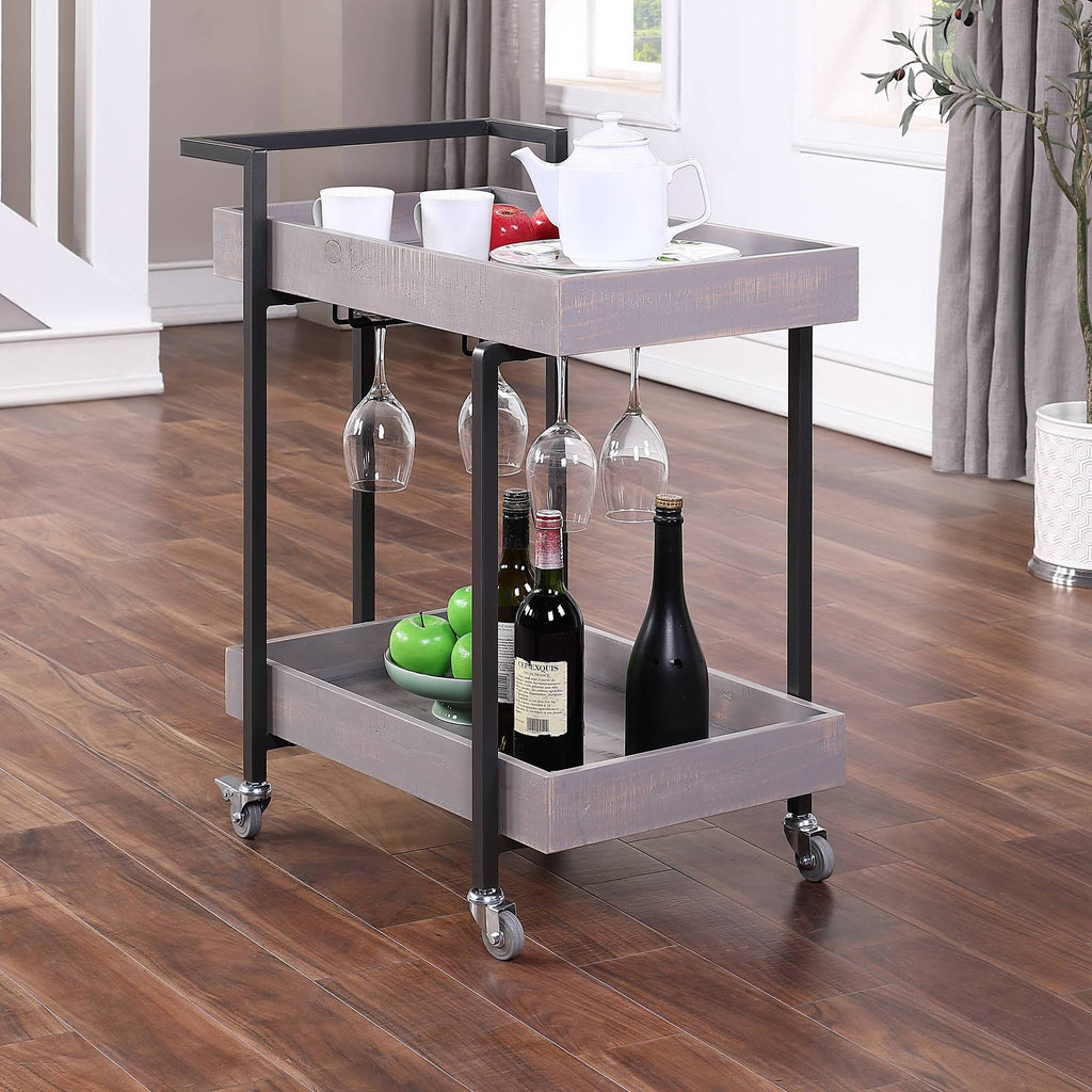 2 Shelf Serving Cart Antique Gray H592