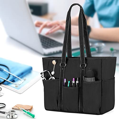 Black Nurse Tote Bag with Padded Laptop Sleeve X8224