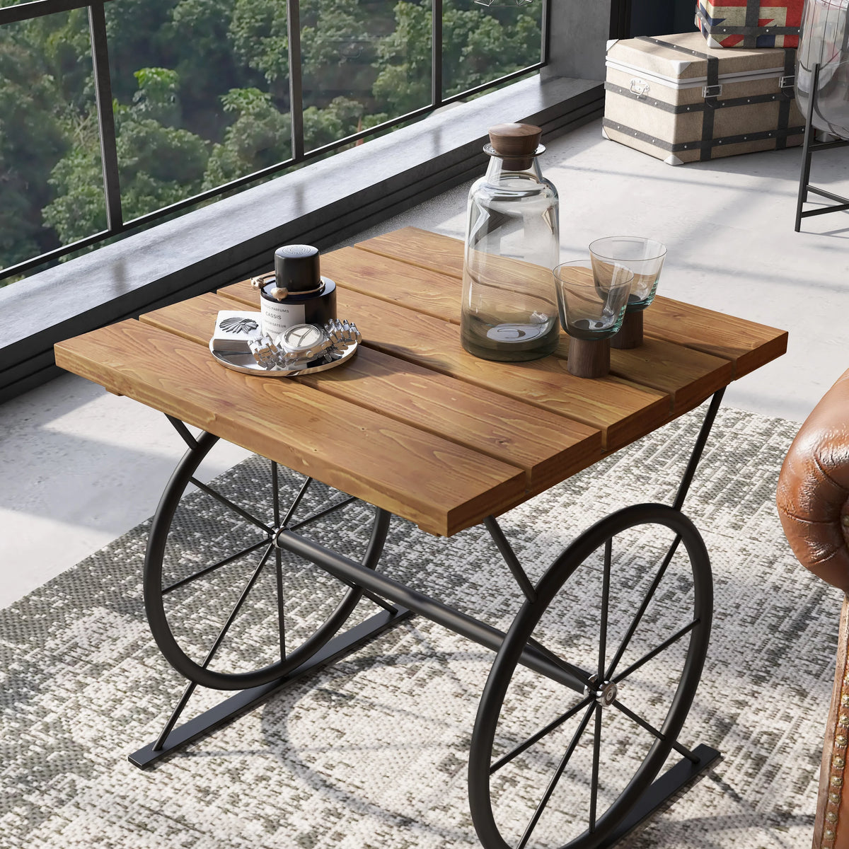 19-inch Metal Wheel Side Table C977342