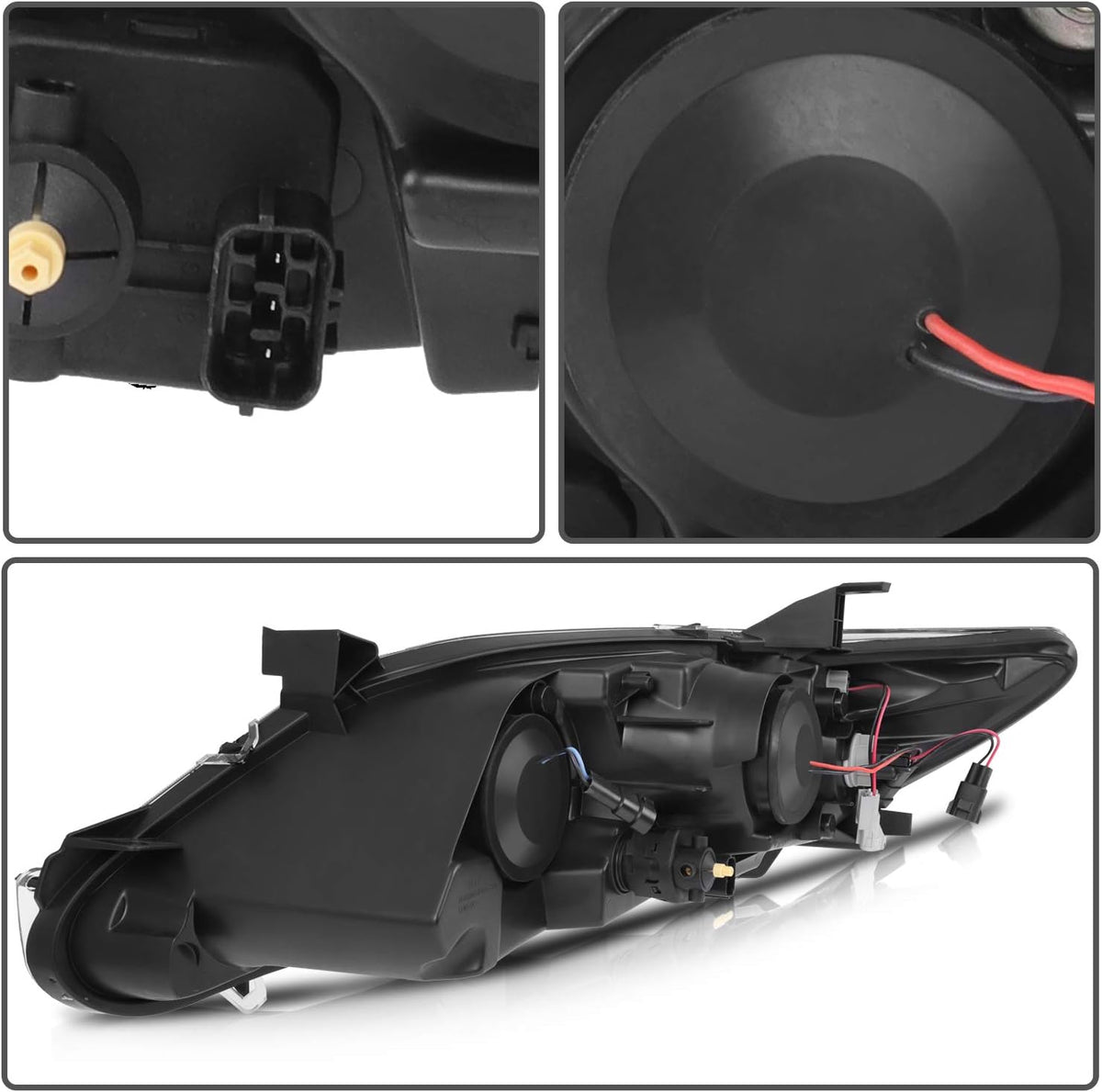 Headlight Assembly Pair for Toyota Camry 2010-2011 Black Housing Clear Lens P37067