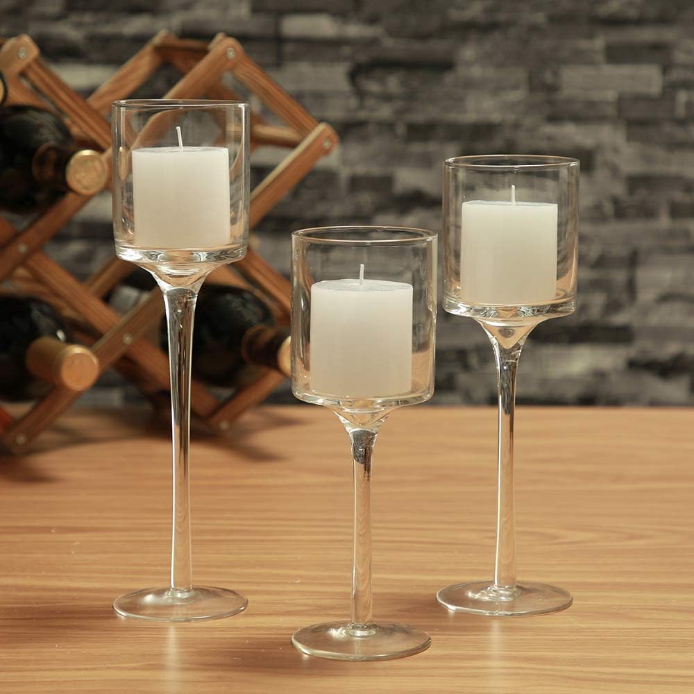 Set of 3 Clear Glass Candle Holders X85746