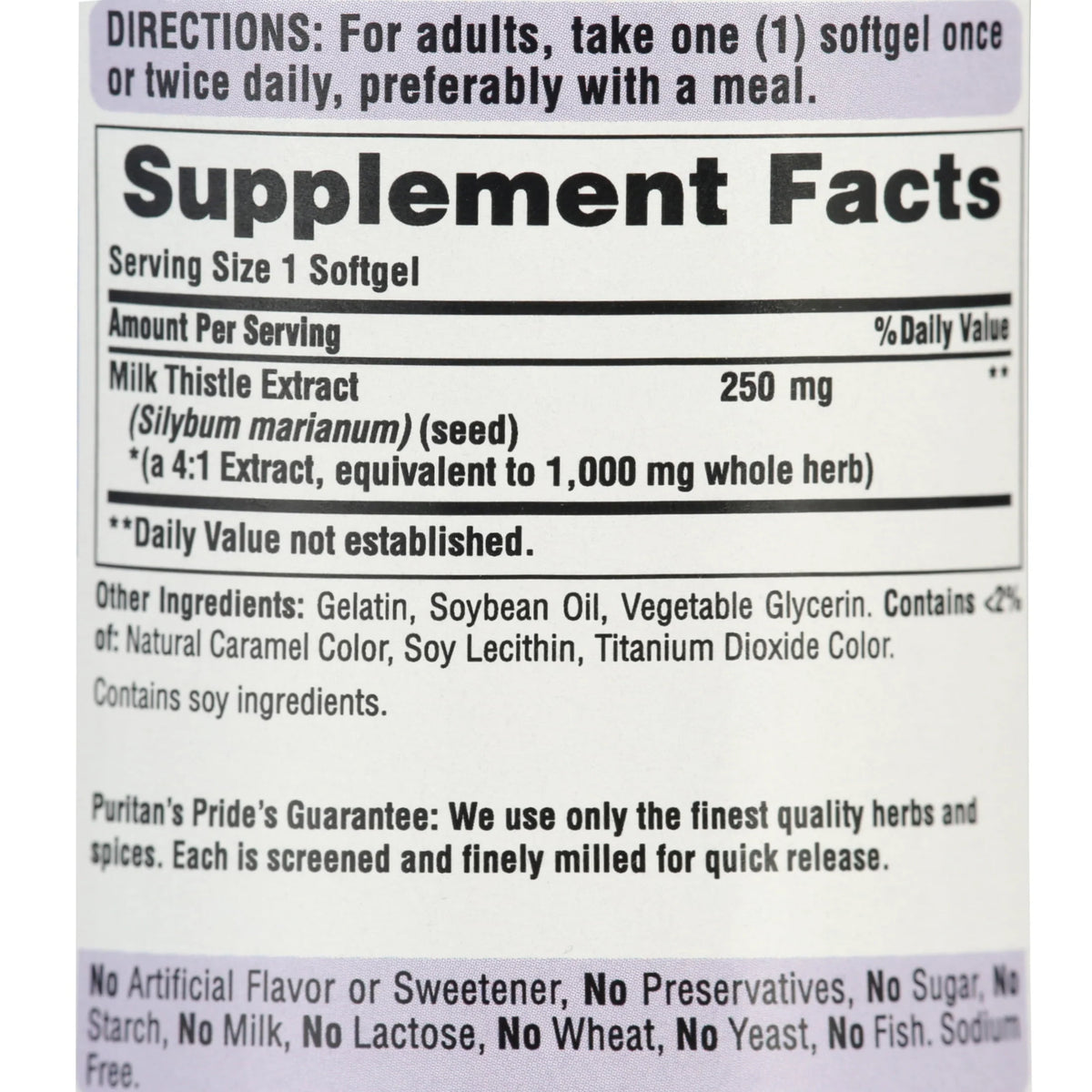 Milk Thistle 4:1 Extract 1000 Mg Softgels Q18754