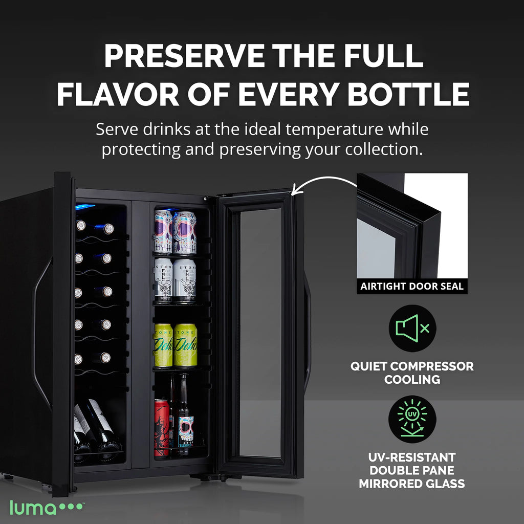 12 Bottle & 39 Can Dual Temperature Zones Wine Cooler Refrigerator U638