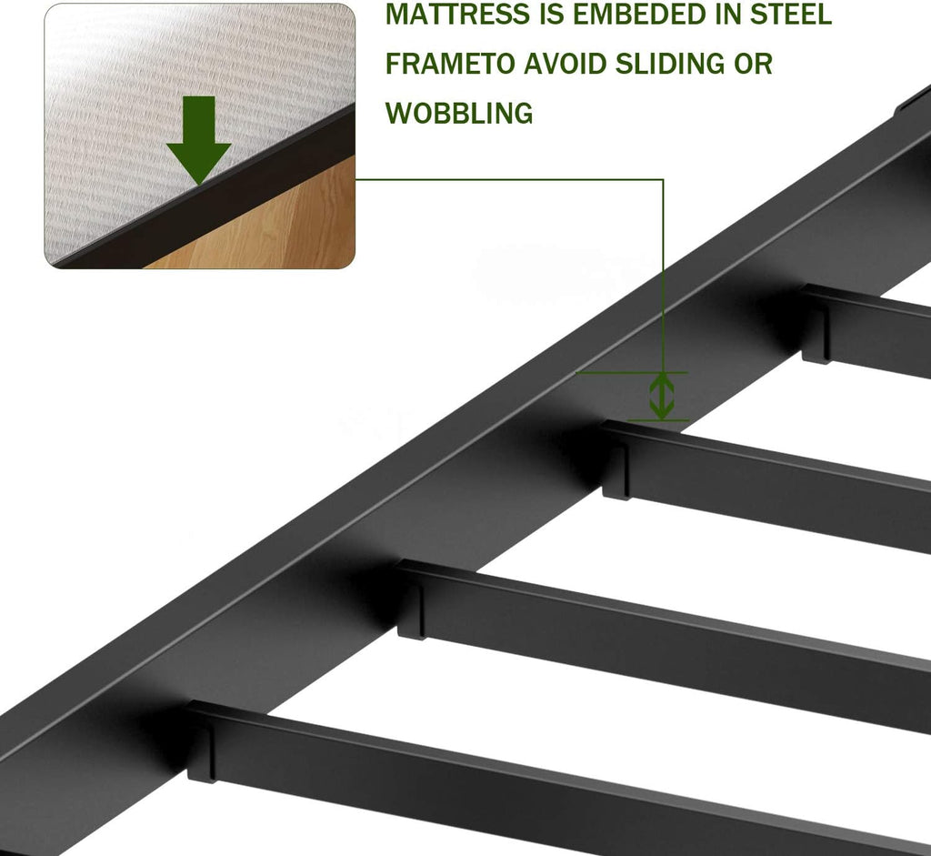 18 Inch Metal Platform Bed Frame Queen Black Y200