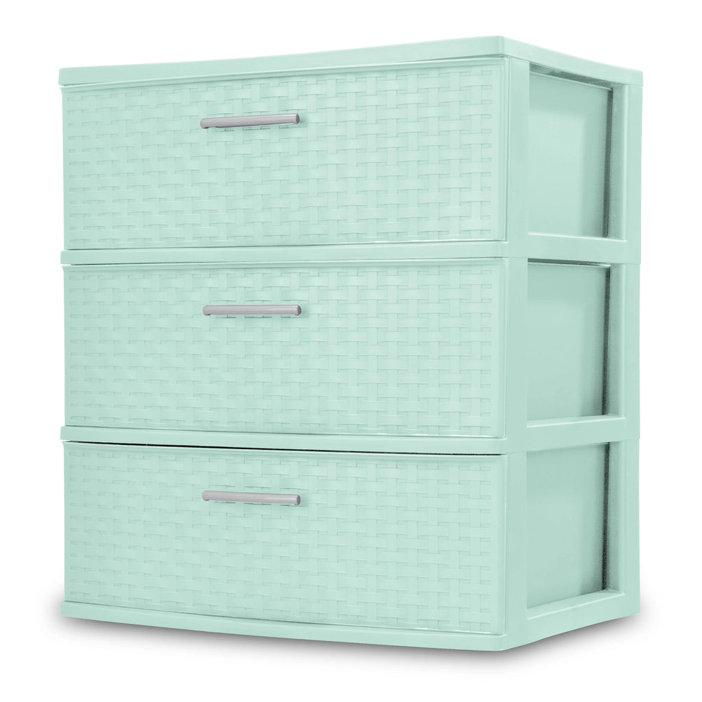 3 Drawer Wide Weave Tower White M3264
