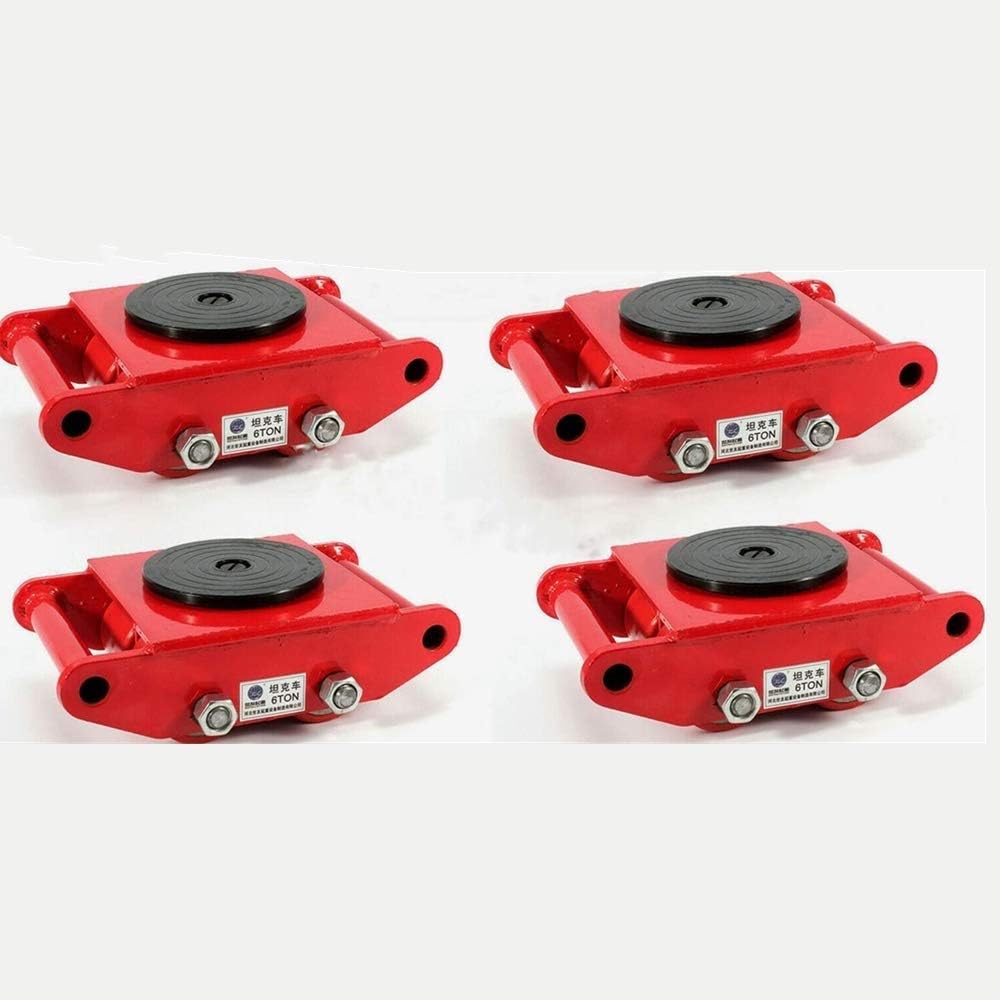 4Pcs Machinery Mover Set Machine Dolly Skate 4 Rollers 6Ton with 360° Rotate Cap X596