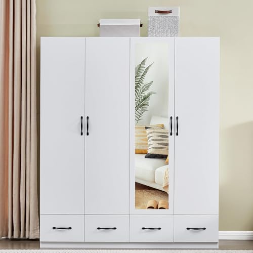 Gray Wooden Armoire Wardrobe with 3 Drawers B79210
