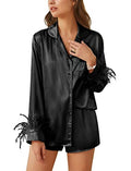 Women's Silk Satin Pajama Set Long Sleeve Sleepwear G735092